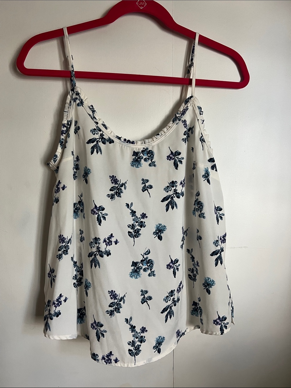 Abercrombie & Fitch White Floral Spaghetti-Strap Camisole